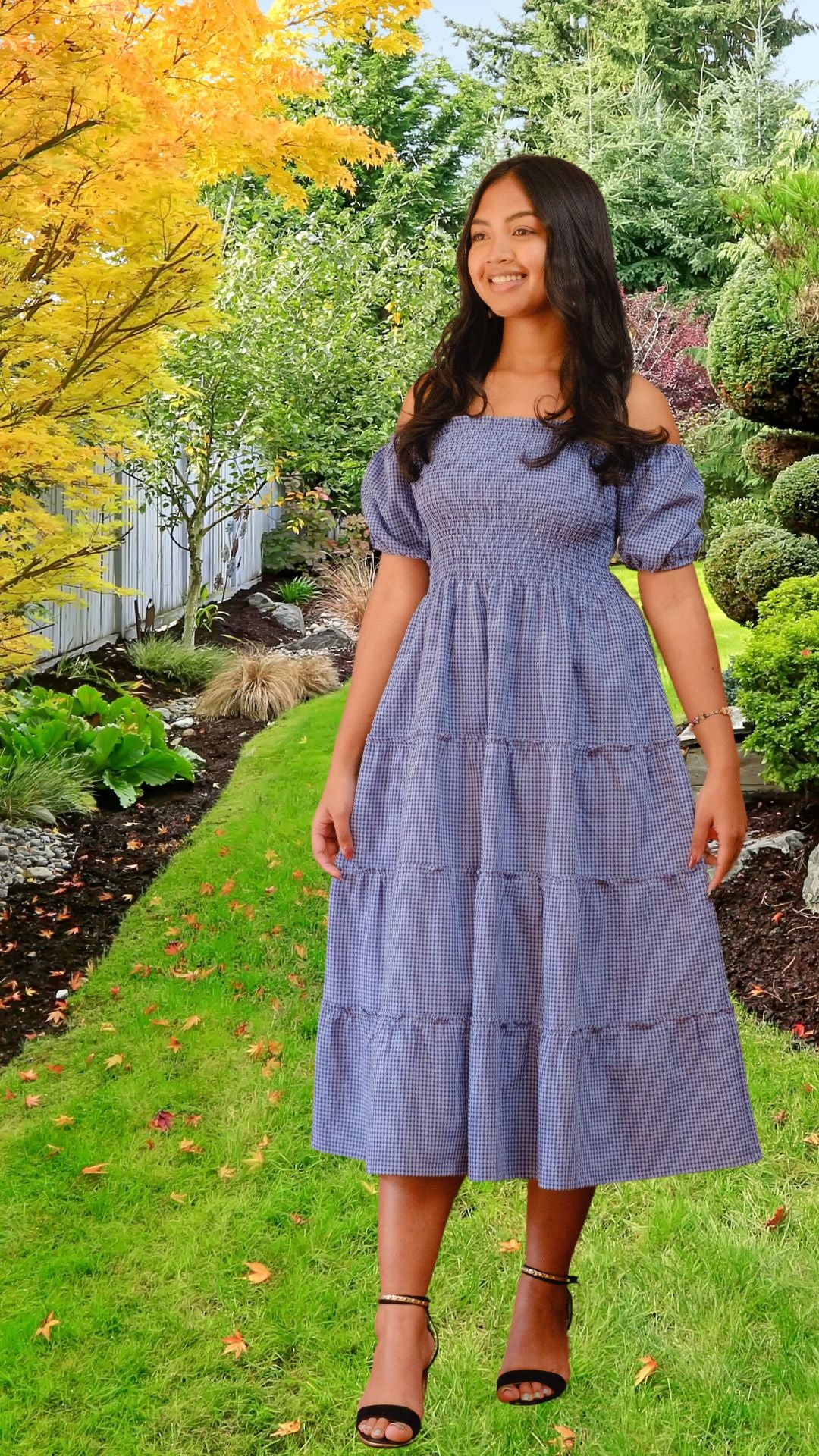 blue searsucker dress Spring In Blue Seersucker Smocked Bow Dress by Classic Whimsy - Girls Dresses main image 1