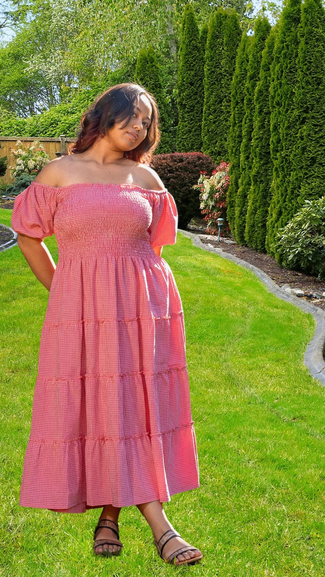 strapless open back dress Self-Portrait - Pink Boucle Checked Mini Dress