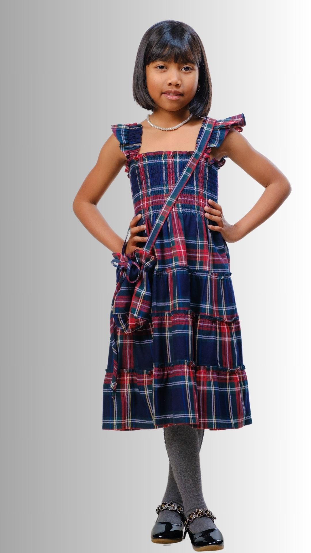 The Mini Elisabeth Dress in Tartan  Angele.H Paris