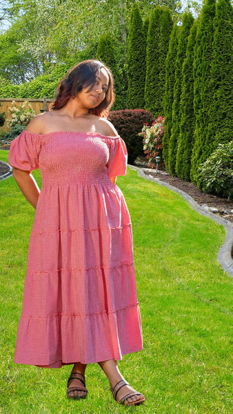 red seersucker dress Sadie Dress