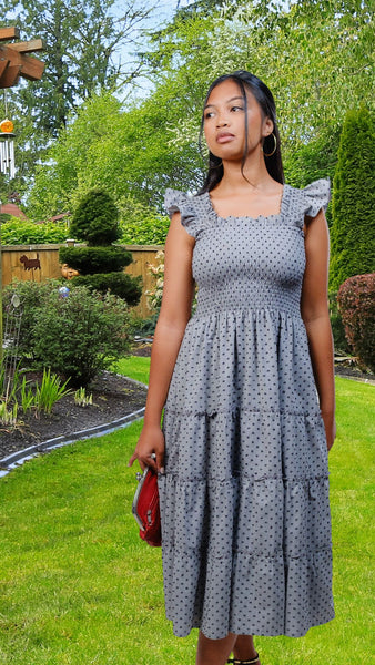 The Elisabeth Dress in Medium Weight Swiss Dot – Angele.H Paris